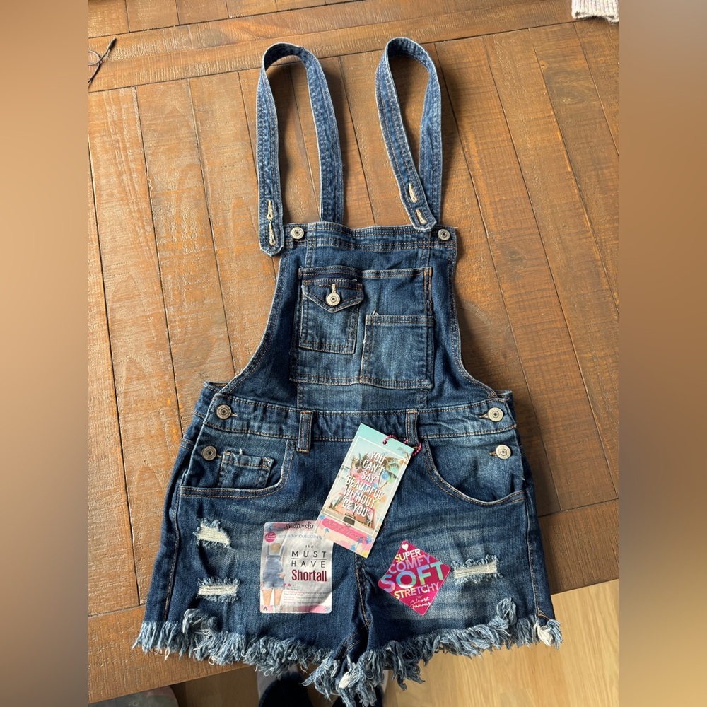 Blue Denim overall jean shorts